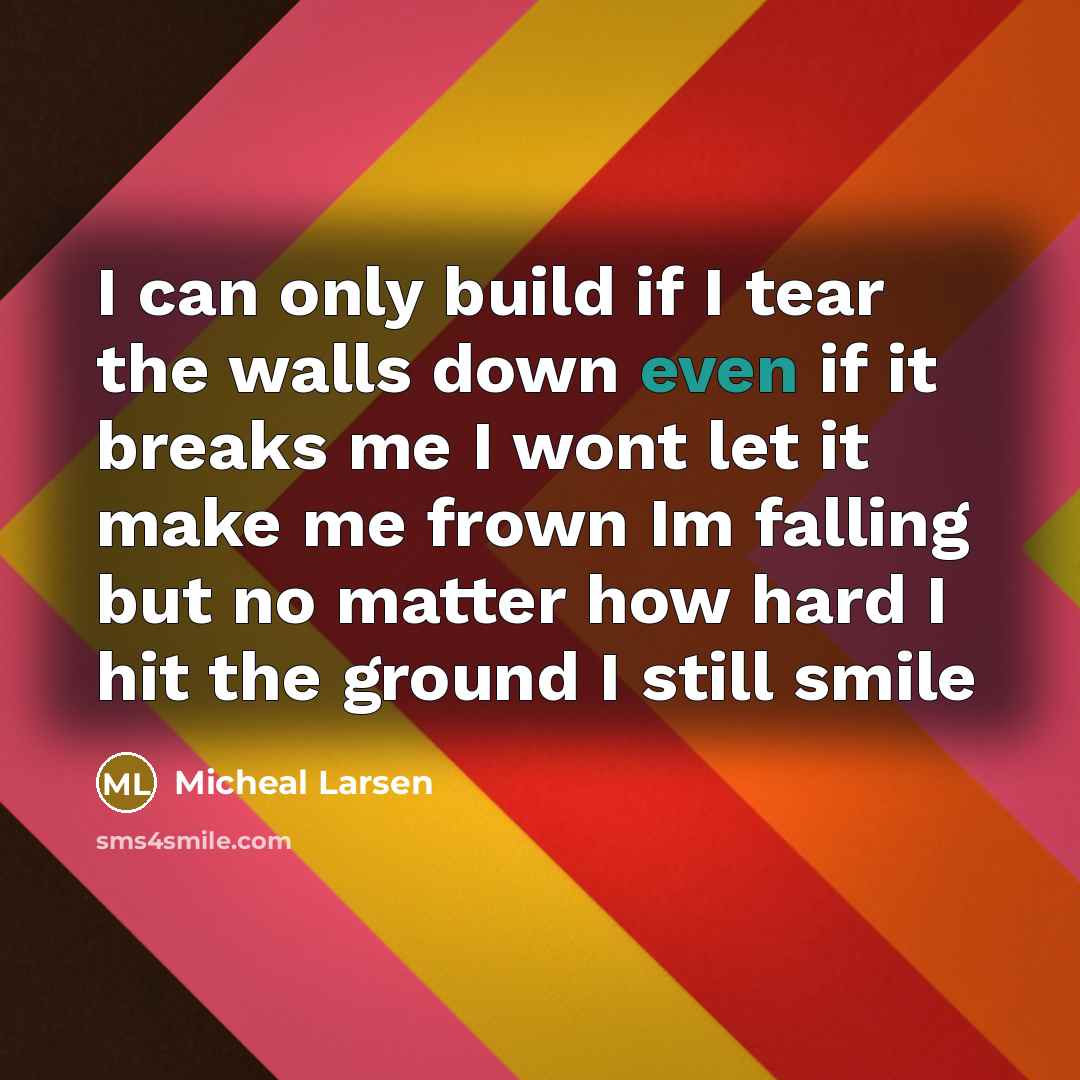 “I can only build if I tear the walls down…” quote by Micheal Larsen