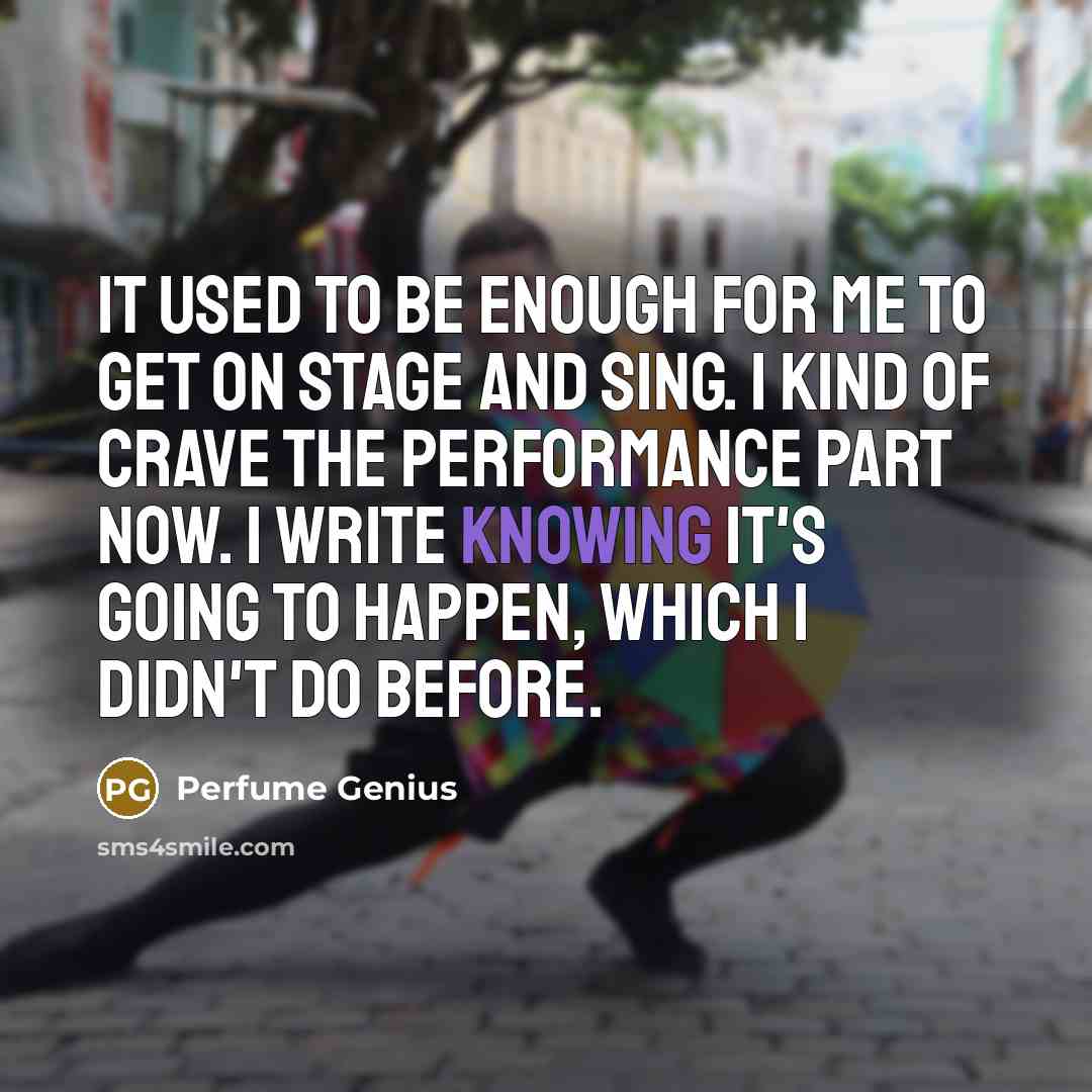 “It used to be enough for me to get on…” quote by Perfume Genius