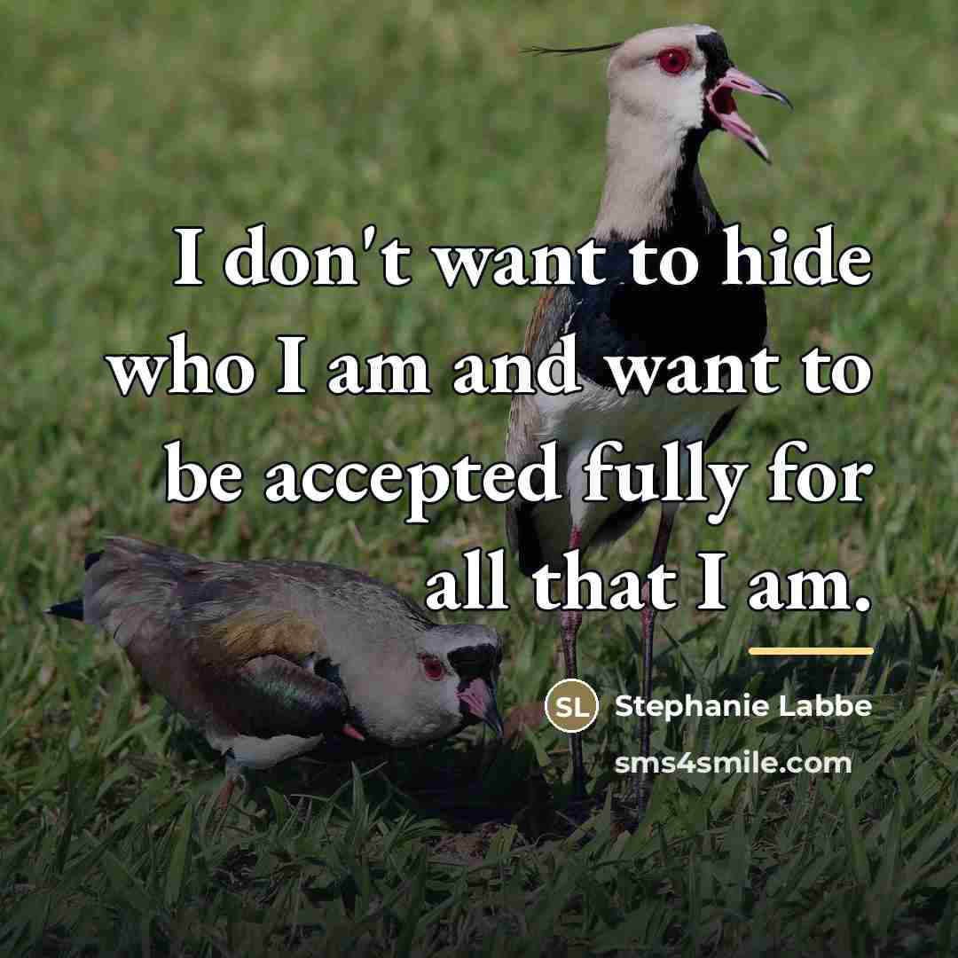 “I don't want to hide who I am and want…” quote by Stephanie Labbe