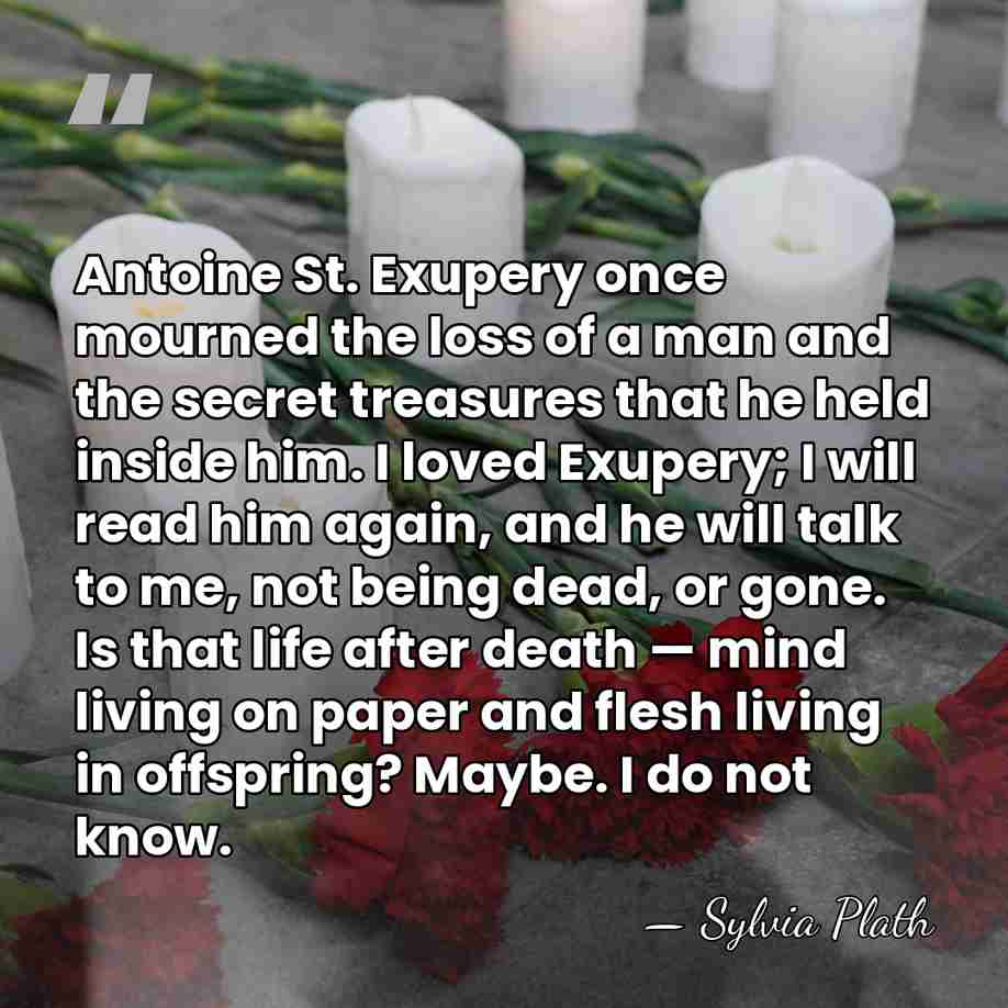 Antoine St. Exupery once mourned the loss of a man and the&hellip; - Sylvia Plath
