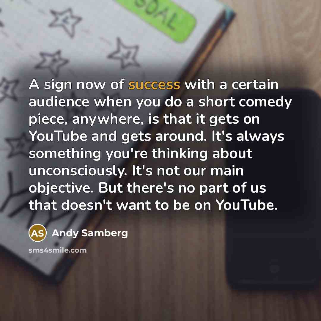 “A sign now of success with a certain audience when…” quote by Andy Samberg