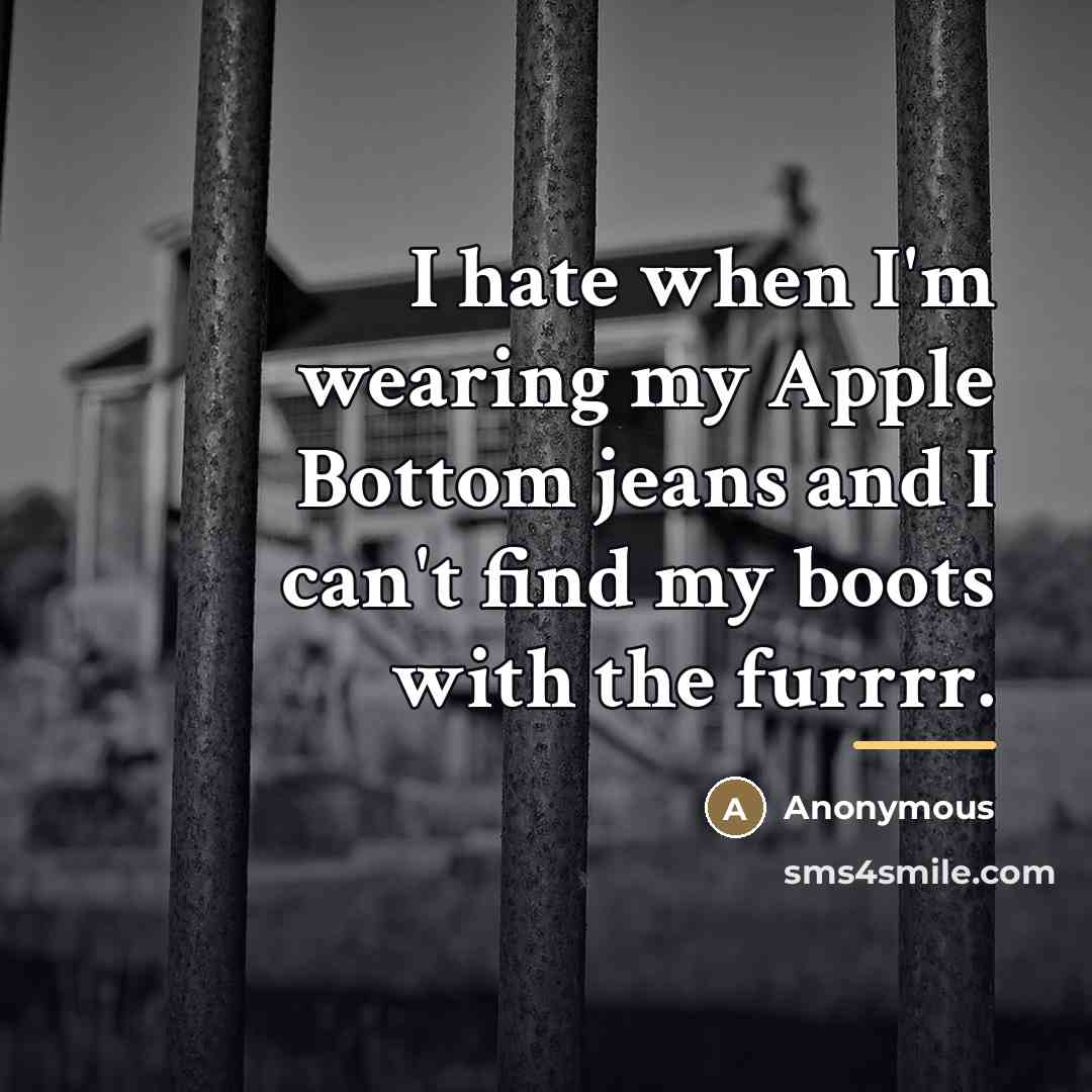 “I hate when I'm wearing my Apple Bottom jeans and…” quote by Anonymous