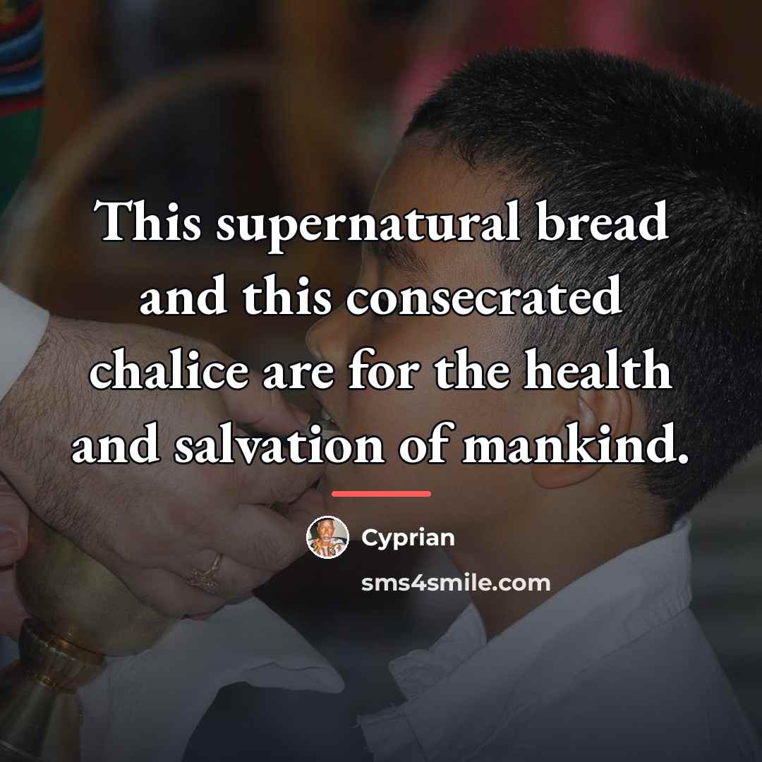 “This supernatural bread and this consecrated chalice are for the…” quote by Cyprian