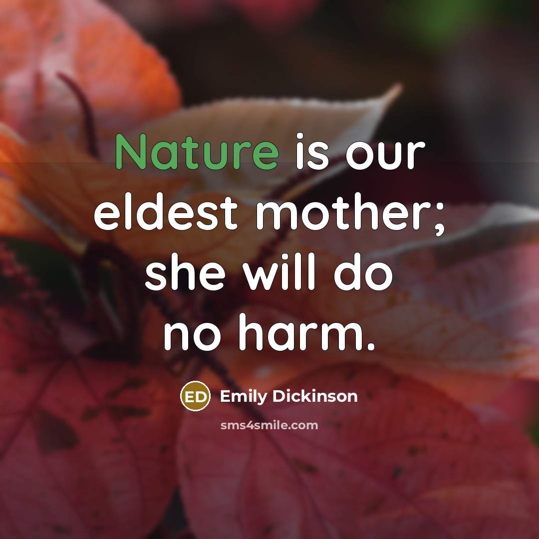 “Nature is our eldest mother; she will do no harm.…” quote by Emily Dickinson