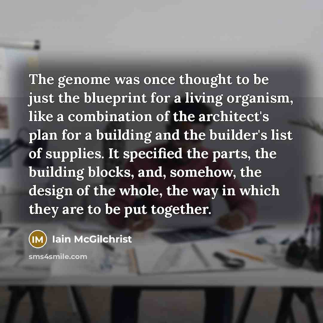 “The genome was once thought to be just the blueprint…” quote by Iain McGilchrist