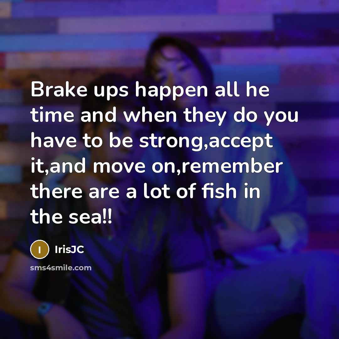 “Brake ups happen all he time and when they do you have to be strong,accept it,and move on,remember there are a lot of fish in the sea!!” quote by IrisJC