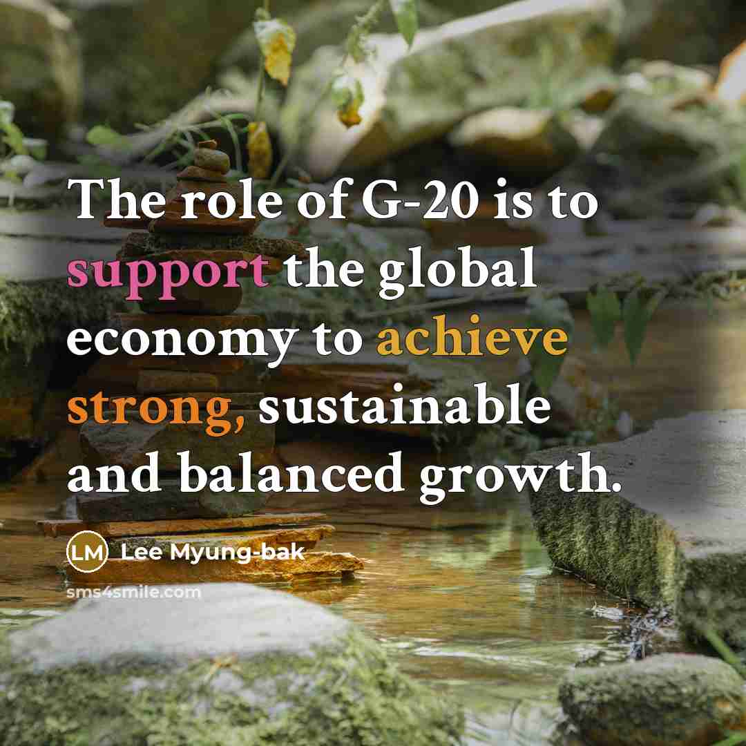 “The role of G-20 is to support the global economy…” quote by Lee Myung-bak