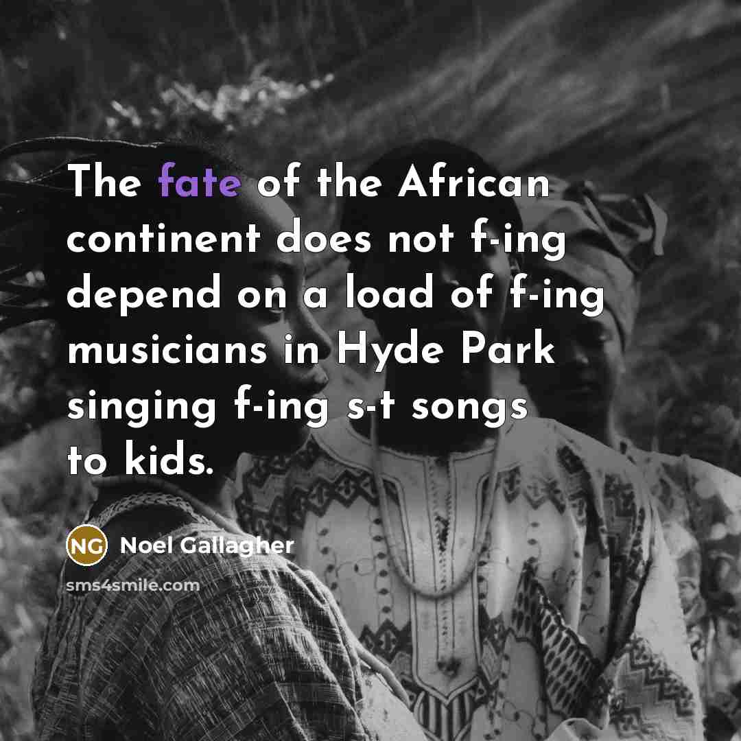 “The fate of the African continent does not f-ing depend…” quote by Noel Gallagher