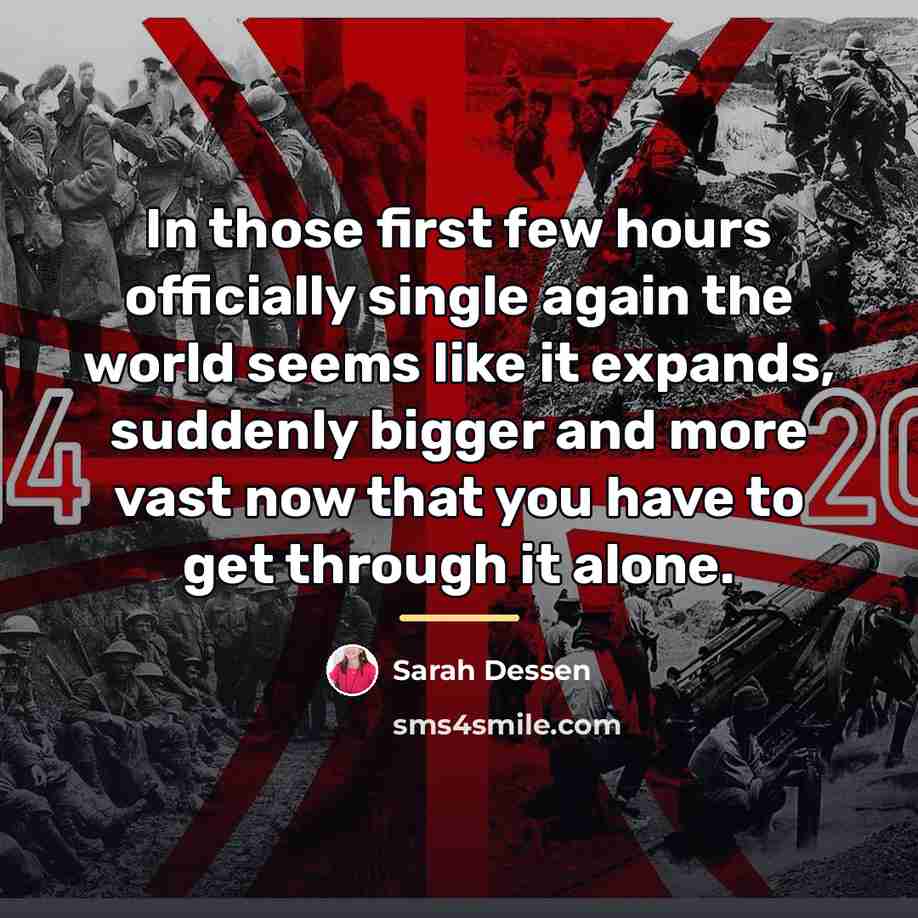 “In those first few hours officially single again the world…” quote by Sarah Dessen