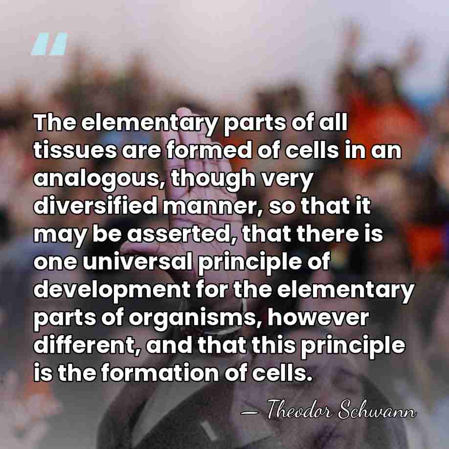 The elementary parts of all tissues are formed of cells in an&hellip; - Theodor Schwann