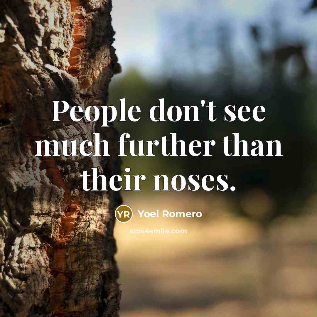 “People don't see much further than their noses.…” quote by Yoel Romero