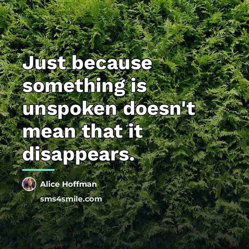 “Just because something is unspoken doesn't mean that it disappears.…” quote by Alice Hoffman