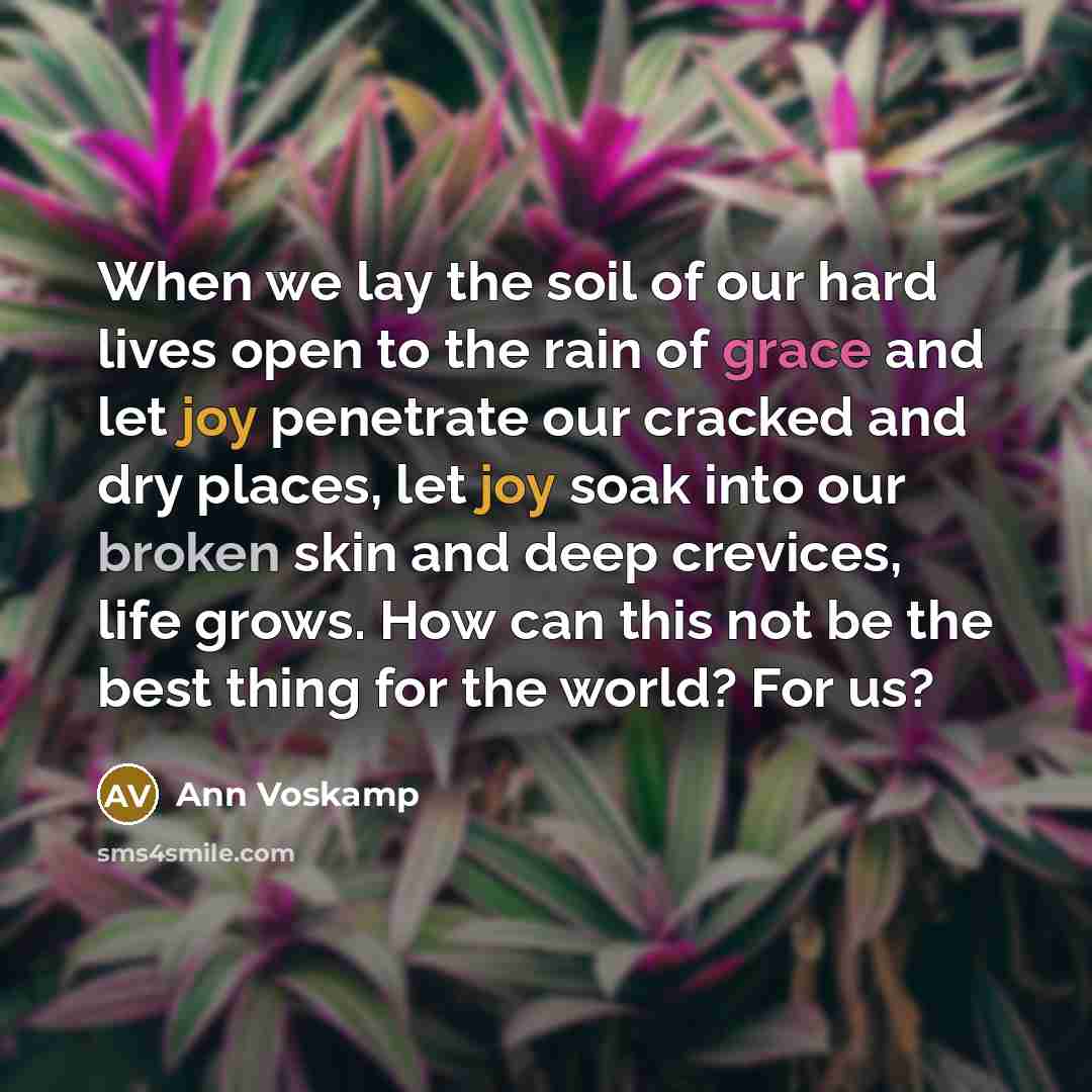 “When we lay the soil of our hard lives open…” quote by Ann Voskamp