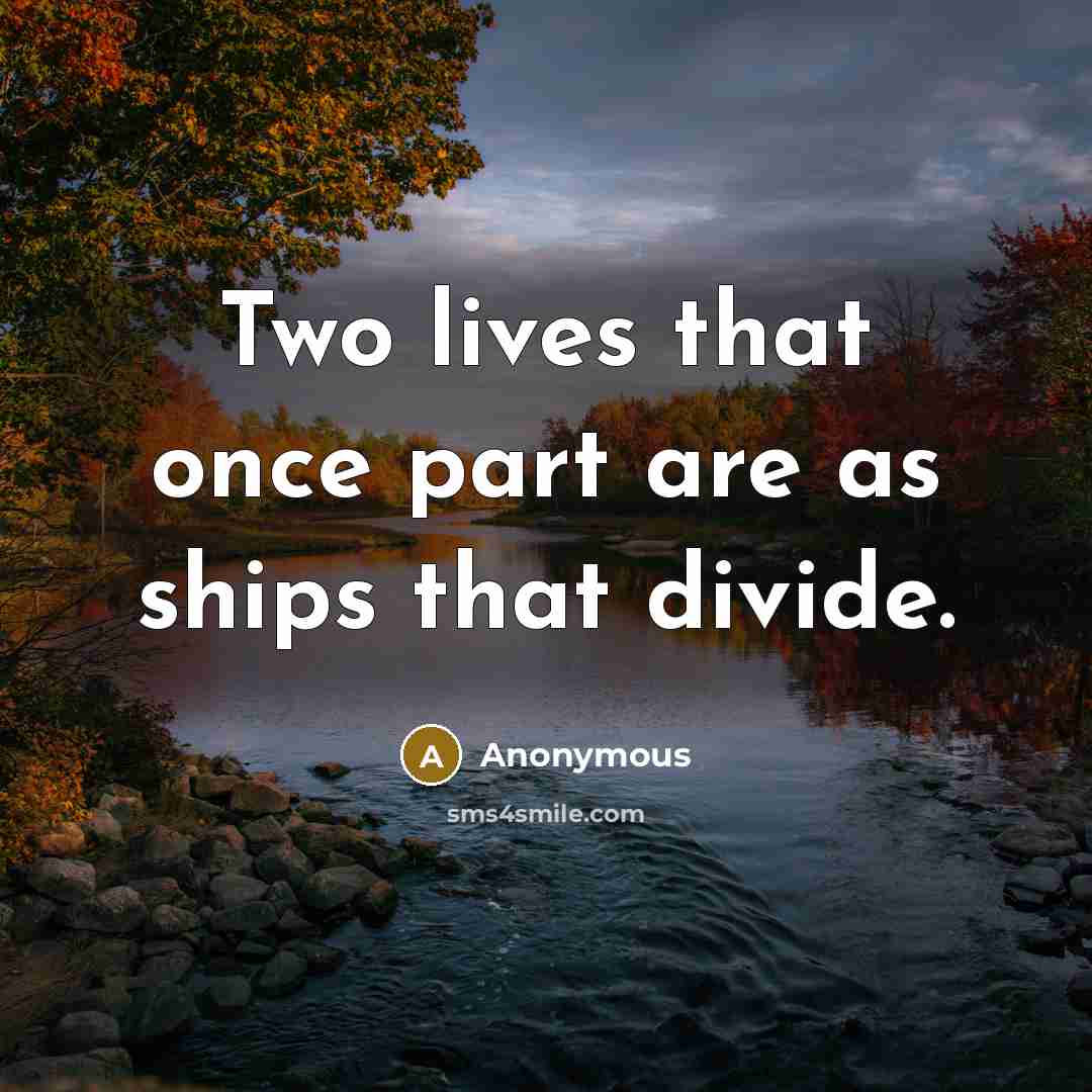 “Two lives that once part are as ships that divide.” quote by Anonymous
