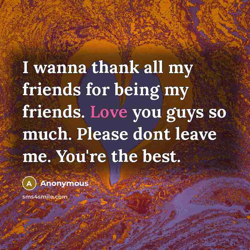 “I wanna thank all my friends for being my friends.…” quote by Anonymous