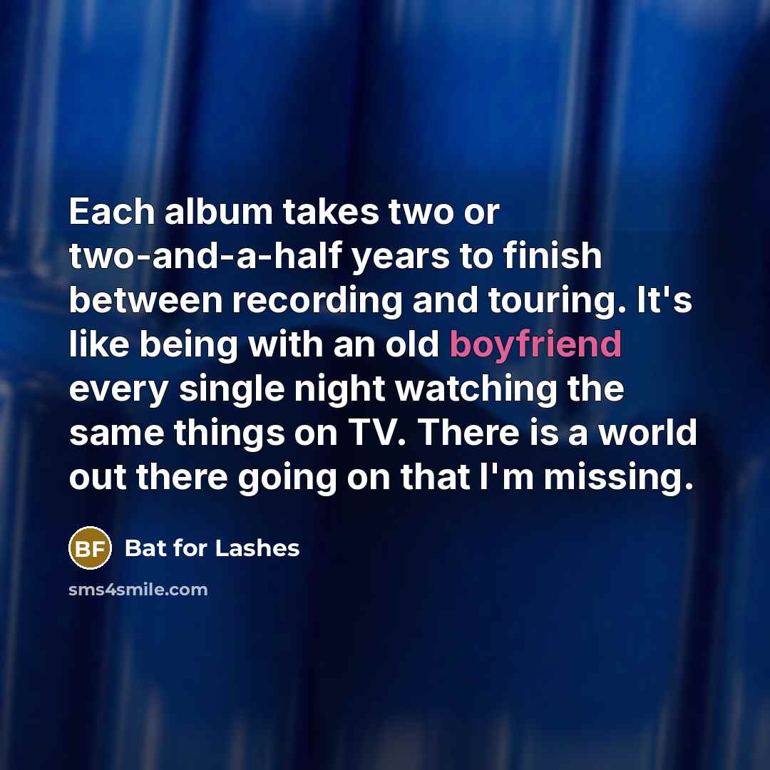 “Each album takes two or two-and-a-half years to finish between…” quote by Bat for Lashes