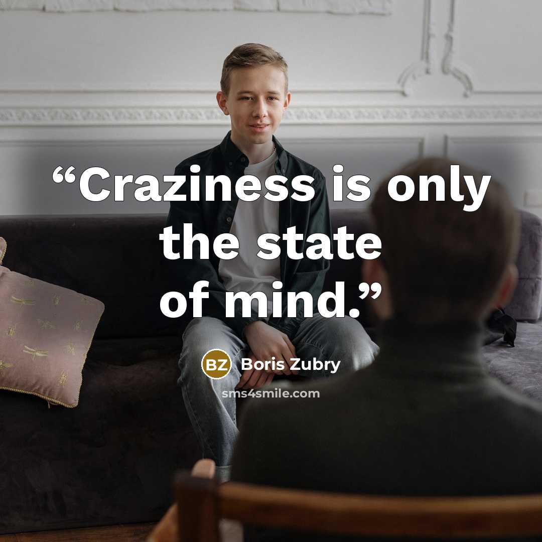 “Craziness is only the state of mind.” quote by Boris Zubry
