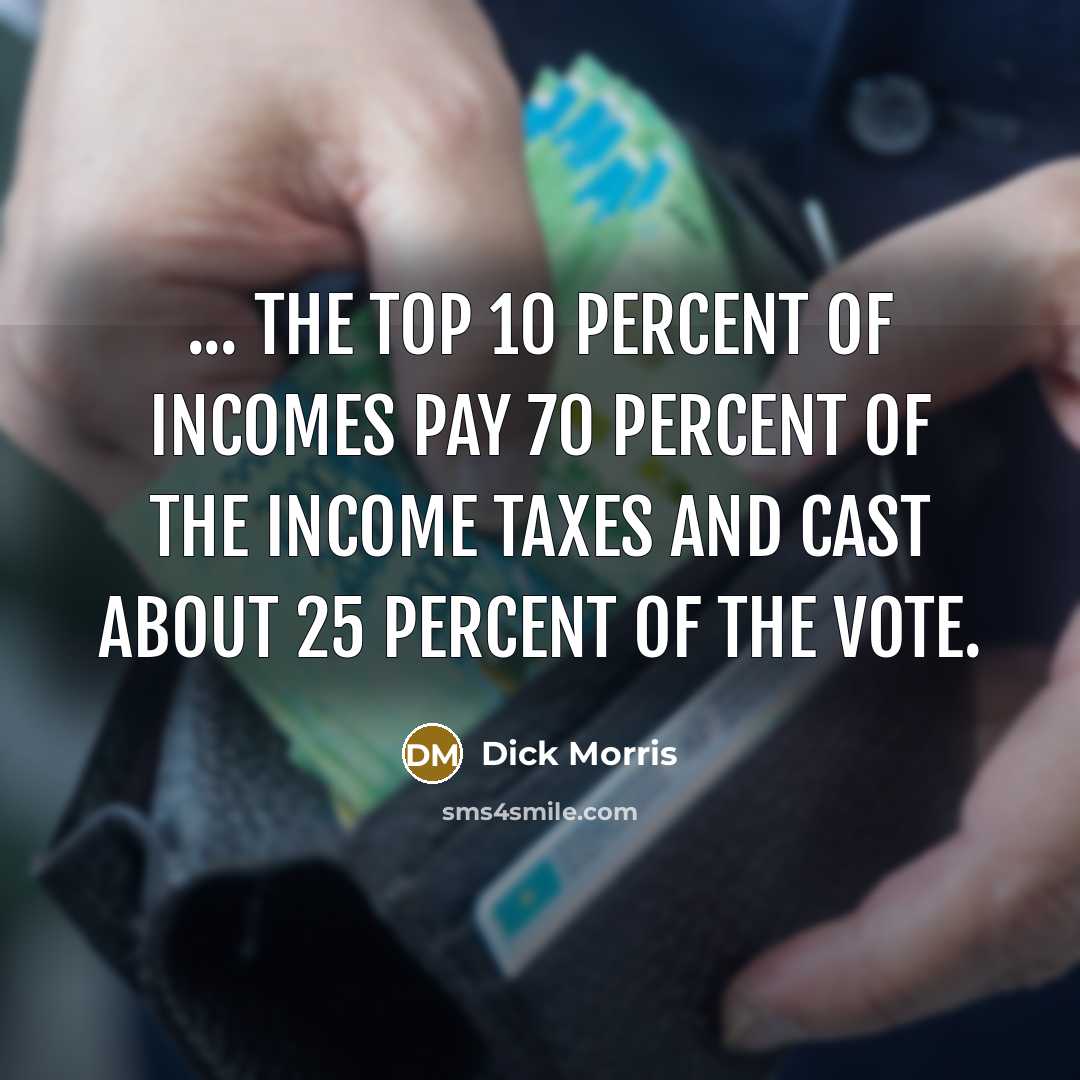 “... the top 10 percent of incomes pay 70 percent…” quote by Dick Morris