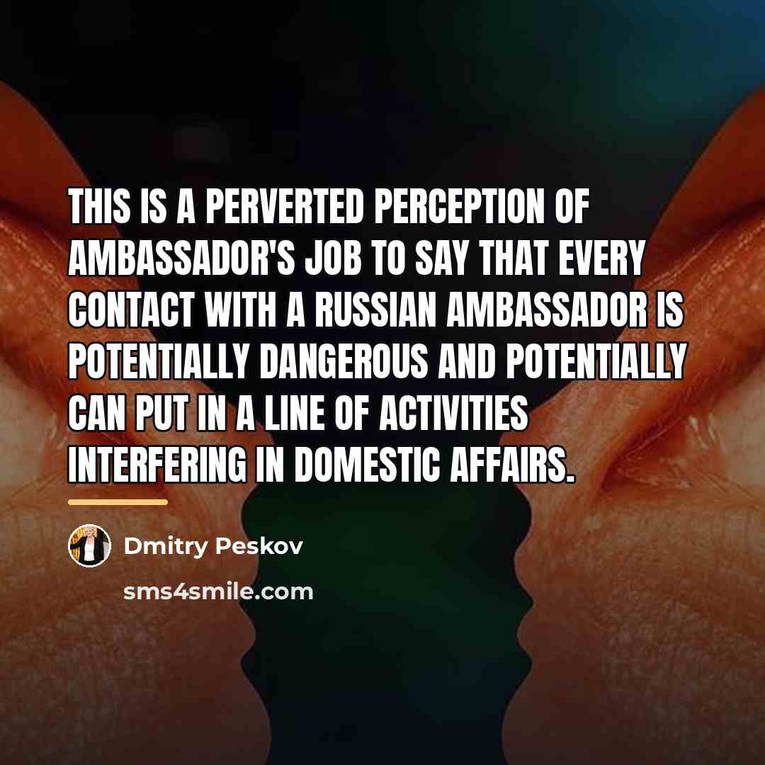 “This is a perverted perception of ambassador's job to say…” quote by Dmitry Peskov