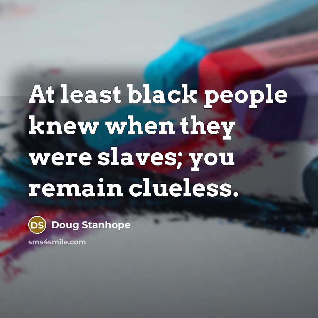 “At least black people knew when they were slaves; you…” quote by Doug Stanhope