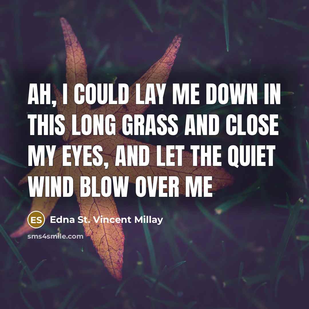 “Ah, I could lay me down in this long grass…” quote by Edna St. Vincent Millay