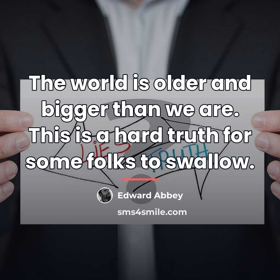 “The world is older and bigger than we are. This…” quote by Edward Abbey