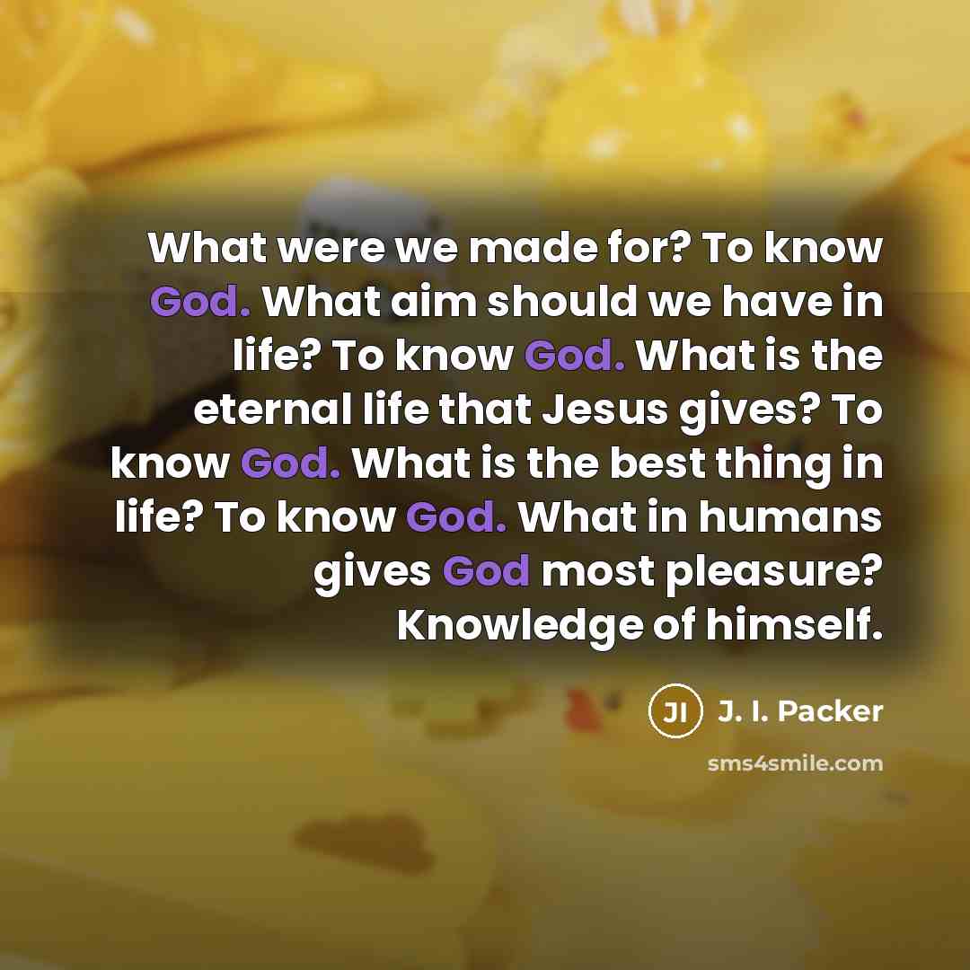“What were we made for? To know God. What aim…” quote by J. I. Packer