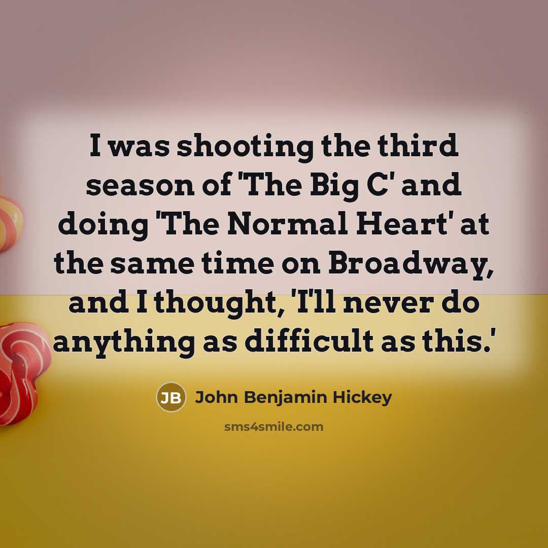 “I was shooting the third season of 'The Big C'…” quote by John Benjamin Hickey