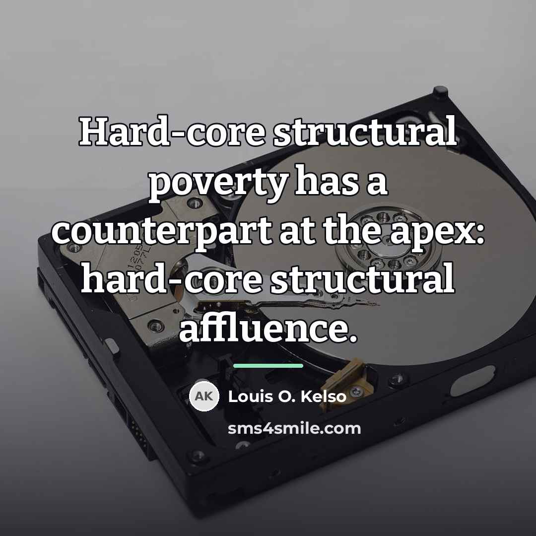 “Hard-core structural poverty has a counterpart at the apex: hard-core…” quote by Louis O. Kelso