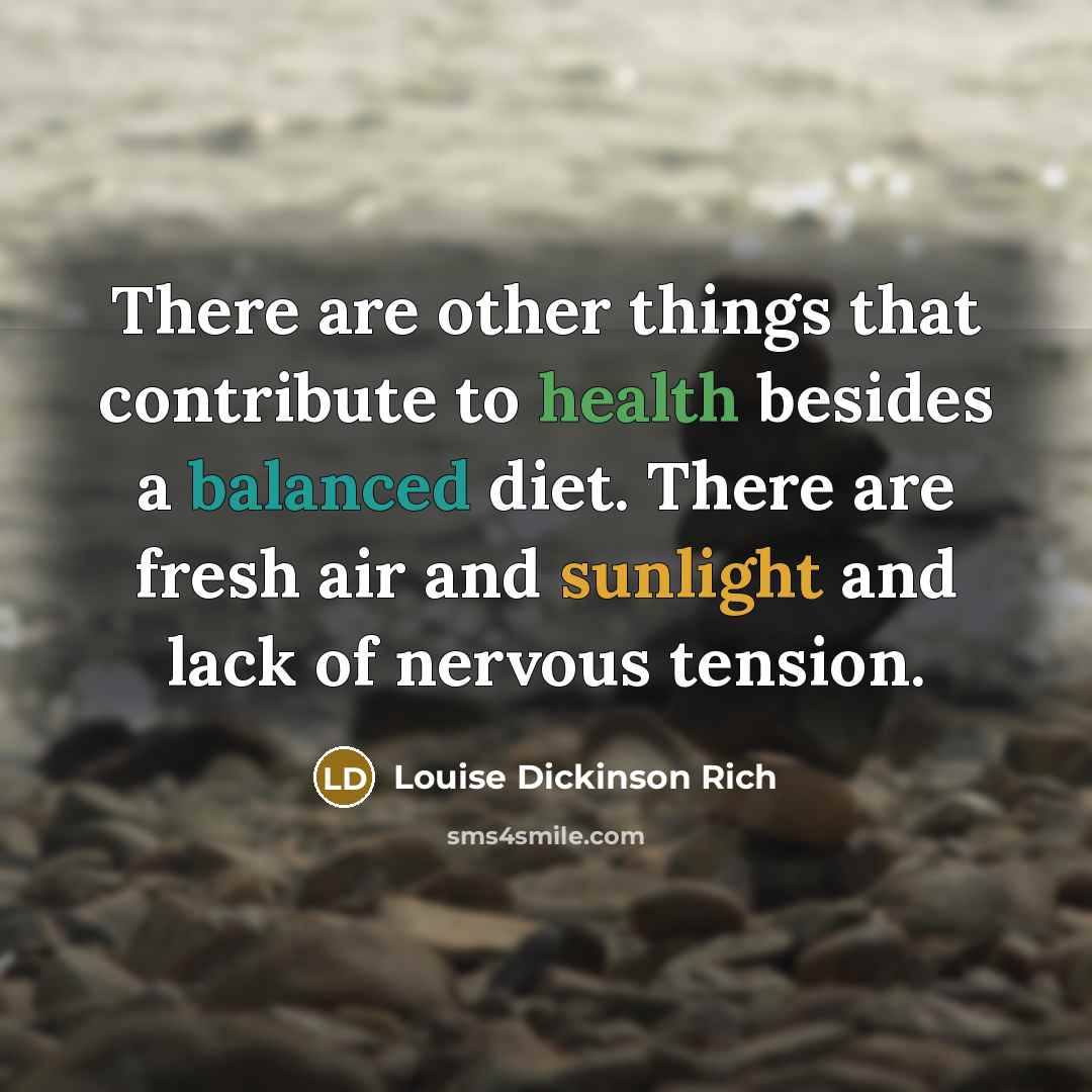 “There are other things that contribute to health besides a…” quote by Louise Dickinson Rich