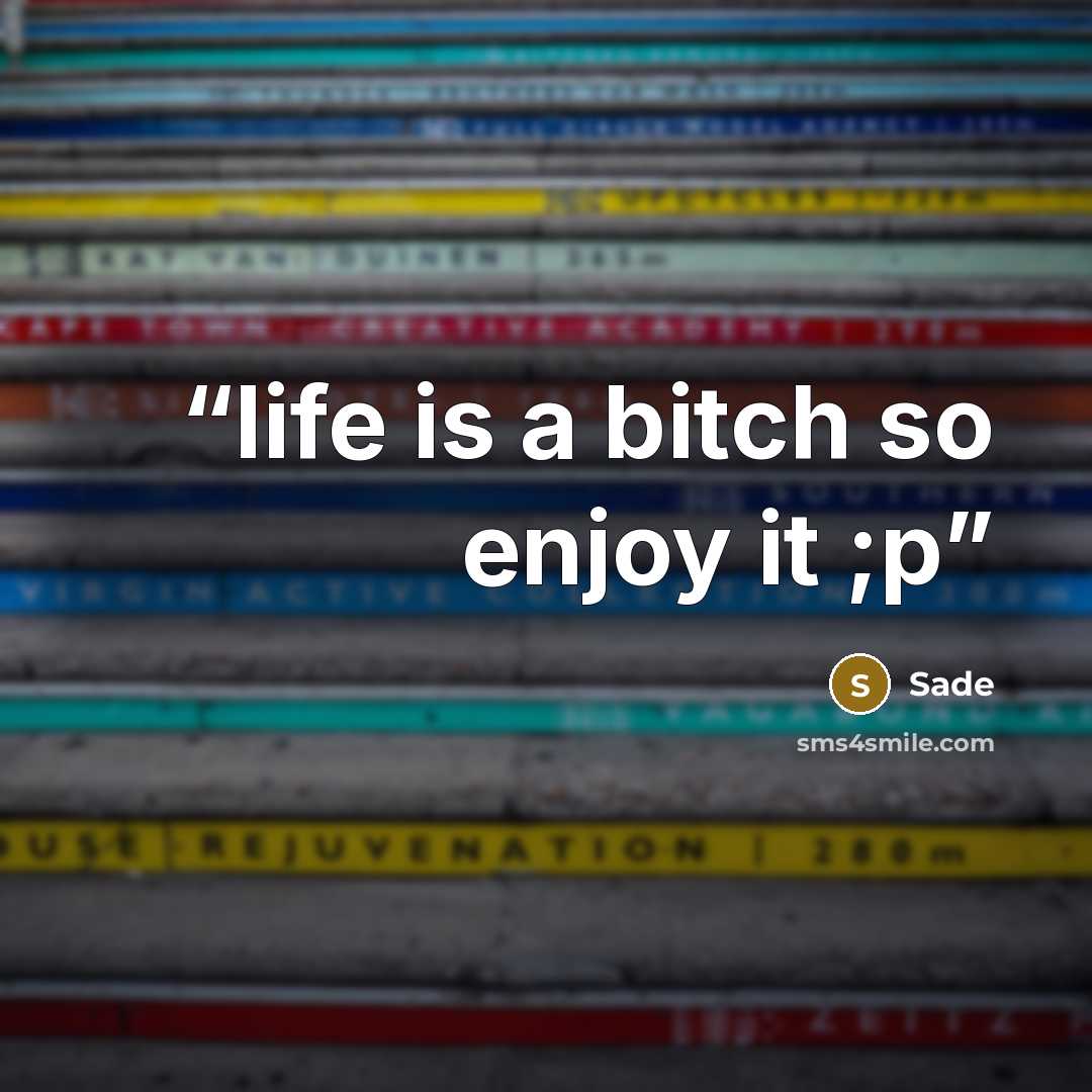 “life is a bitch so enjoy it ;p” quote by Sade