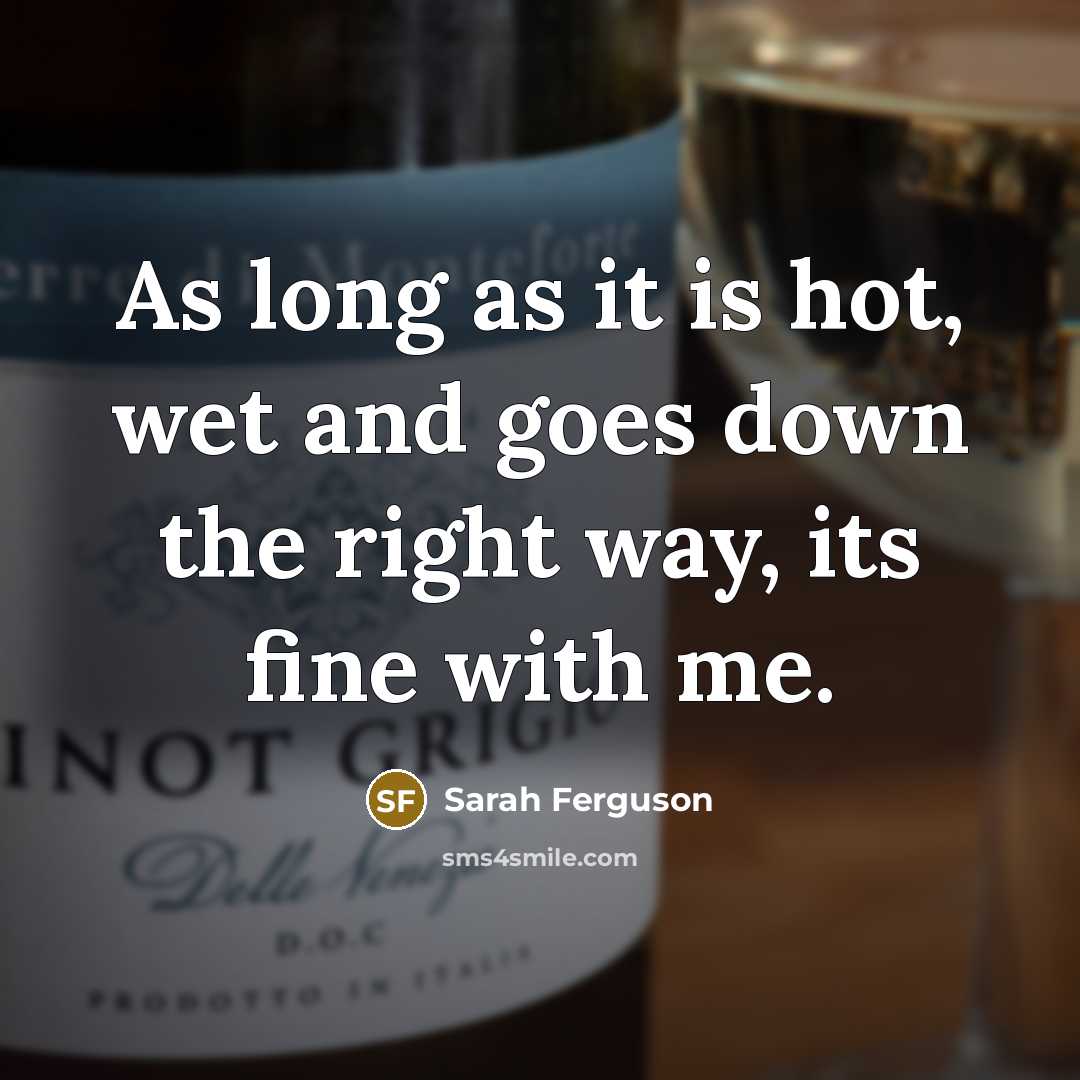 “As long as it is hot, wet and goes down…” quote by Sarah Ferguson