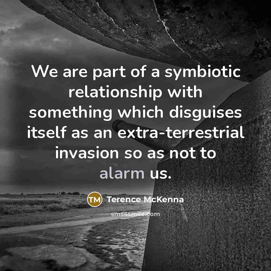 “We are part of a symbiotic relationship with something which…” quote by Terence McKenna