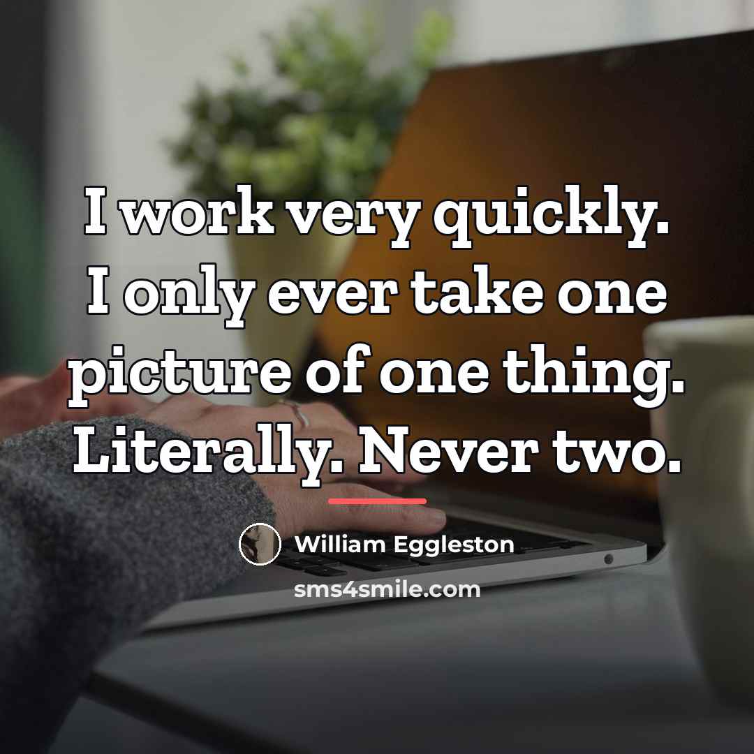 “I work very quickly. I only ever take one picture…” quote by William Eggleston