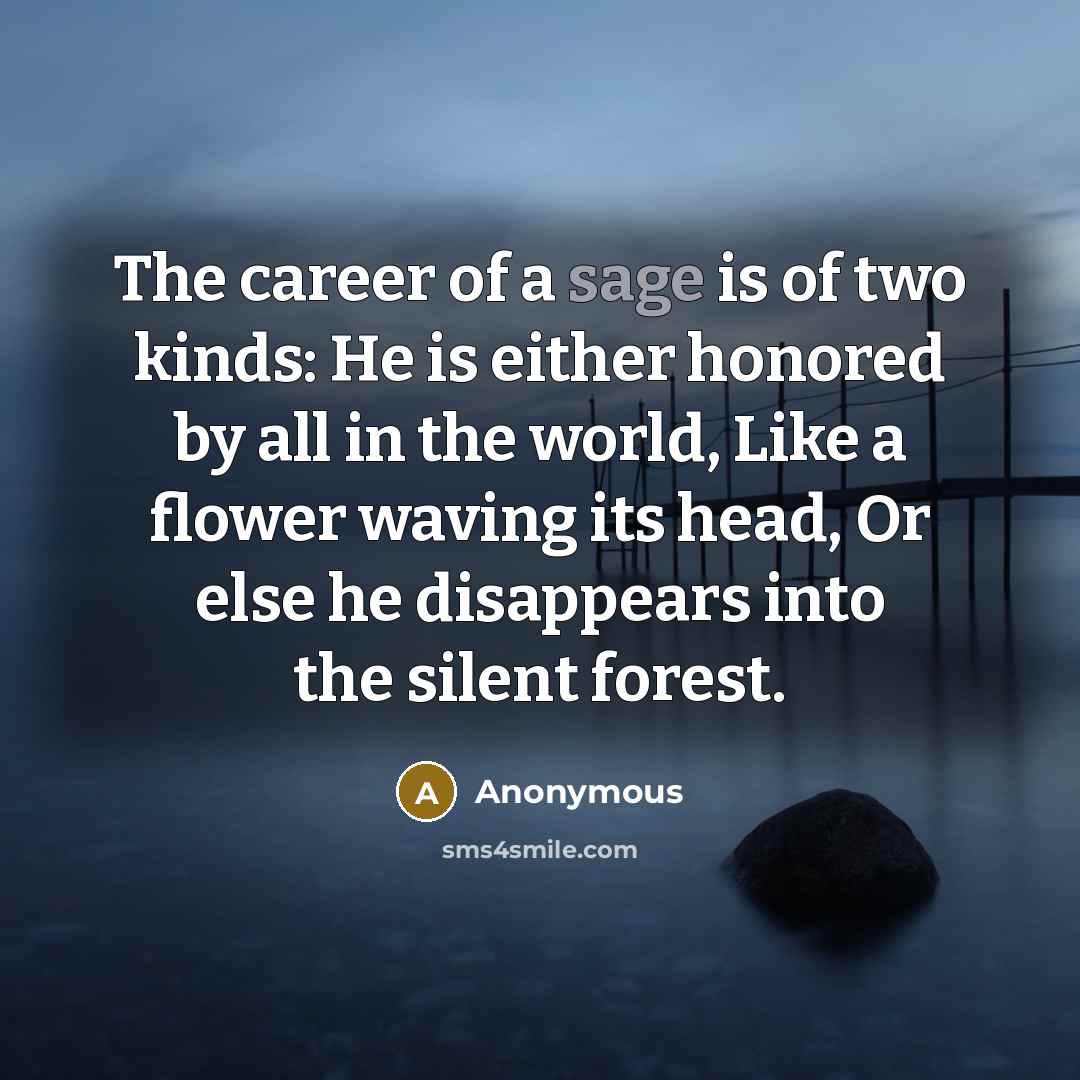 “The career of a sage is of two kinds: He…” quote by Anonymous