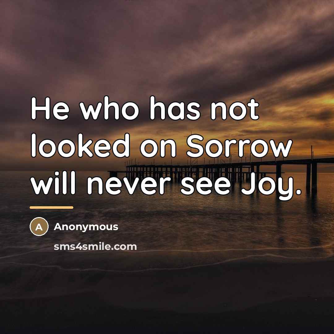 “He who has not looked on Sorrow will never see…” quote by Anonymous