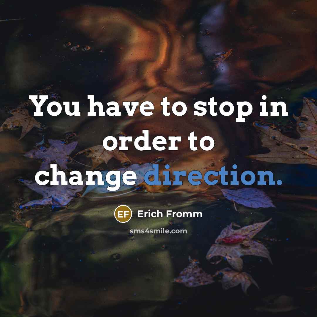 “You have to stop in order to change direction.” quote by Erich Fromm