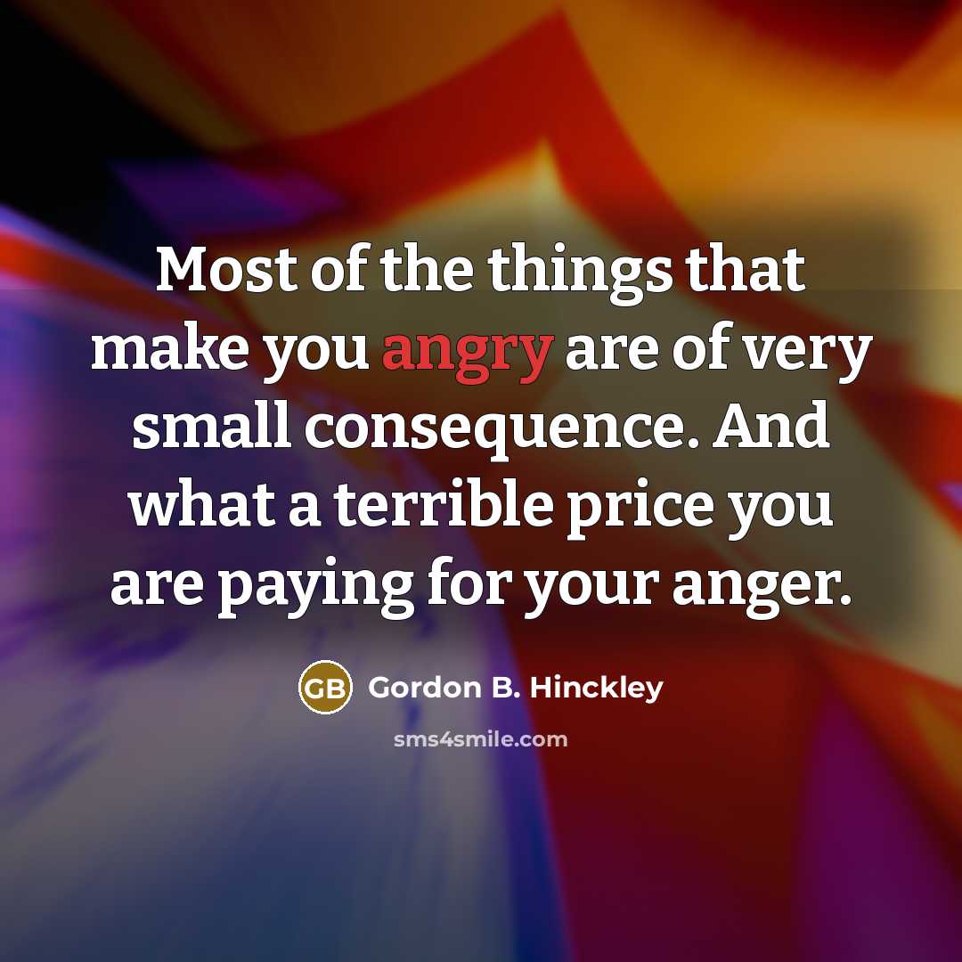 “Most of the things that make you angry are of…” quote by Gordon B. Hinckley