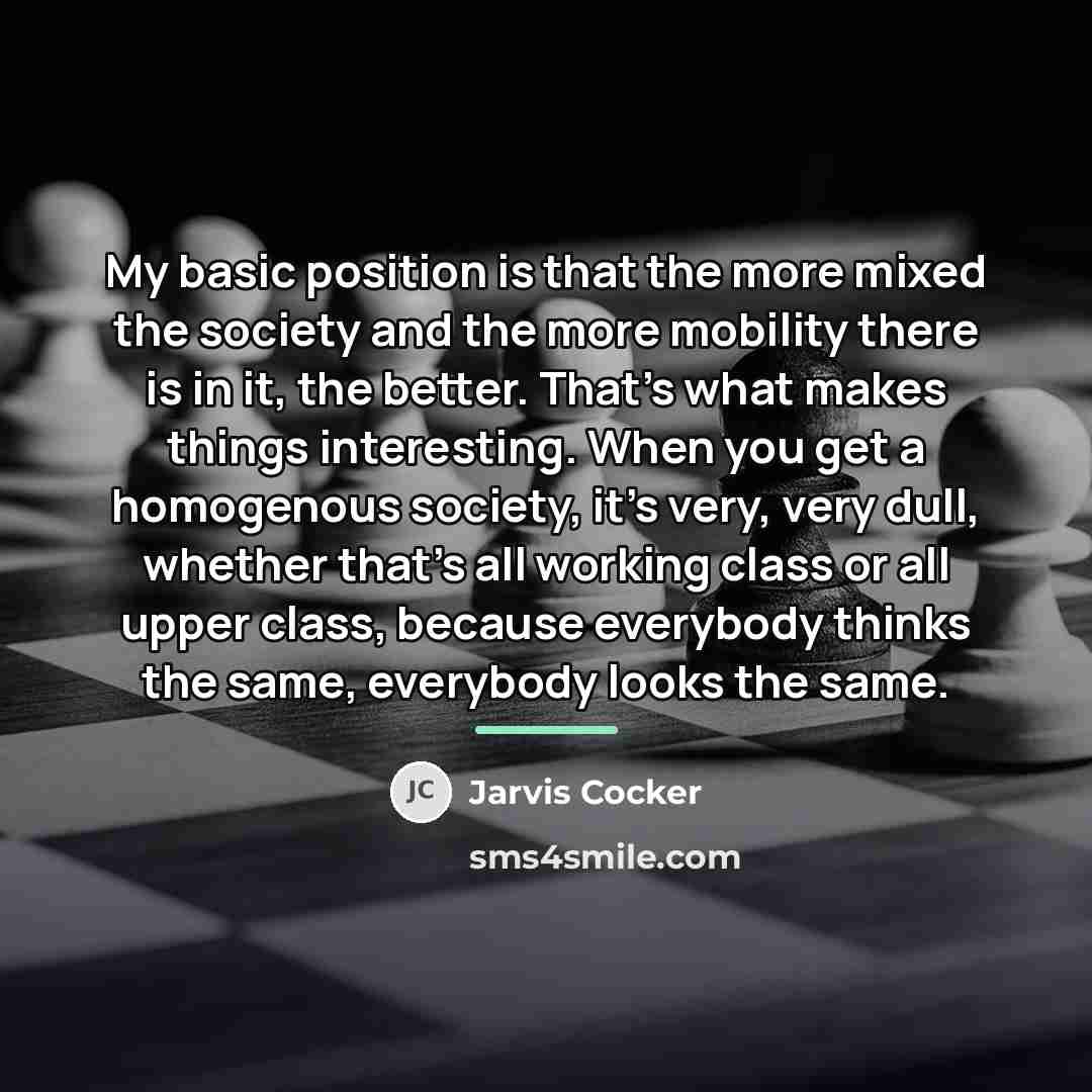 “My basic position is that the more mixed the society…” quote by Jarvis Cocker