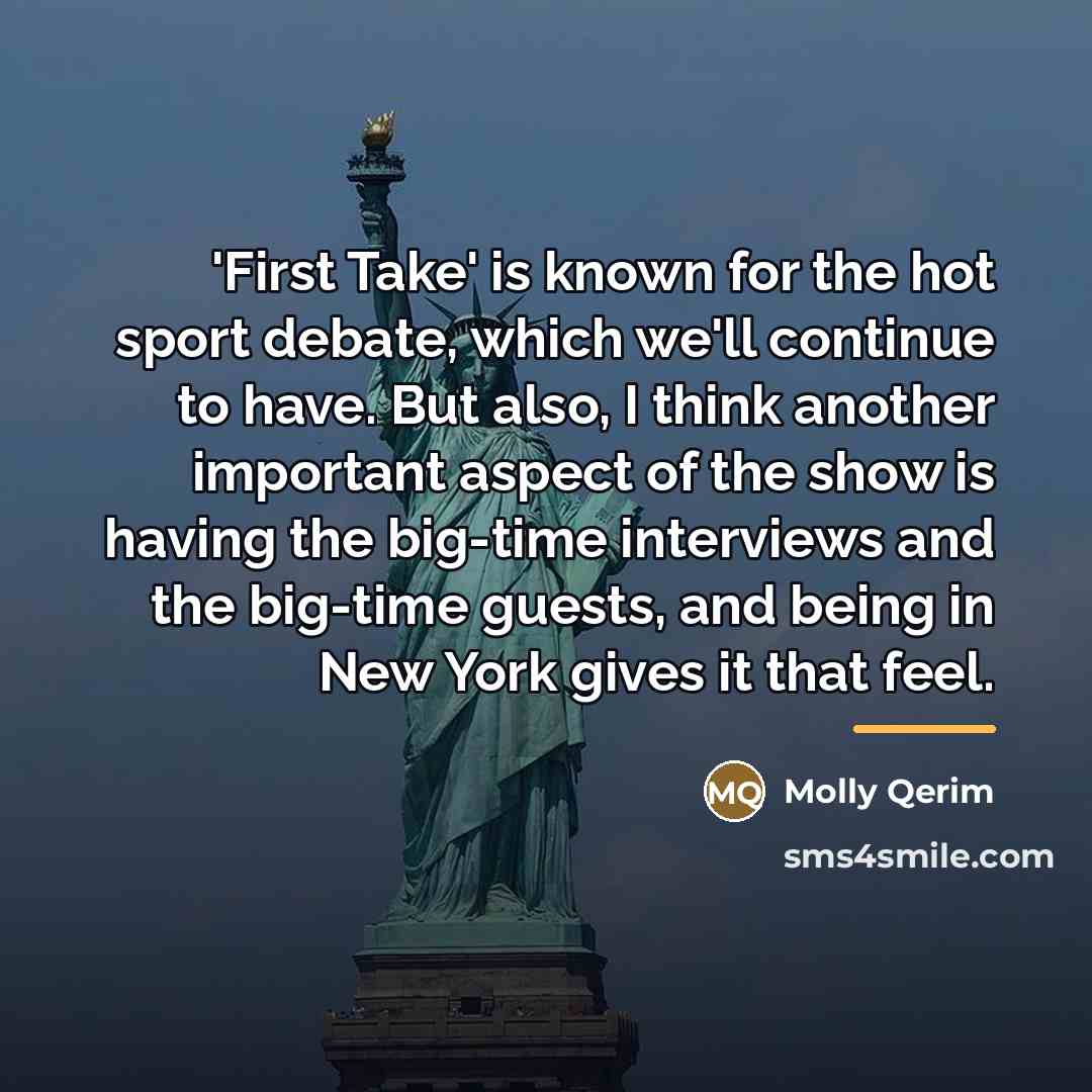 “'First Take' is known for the hot sport debate, which…” quote by Molly Qerim