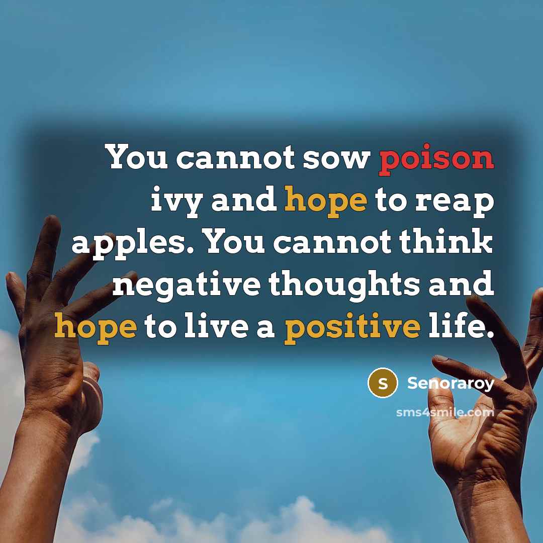 “You cannot sow poison ivy and hope to reap apples.…” quote by Senoraroy
