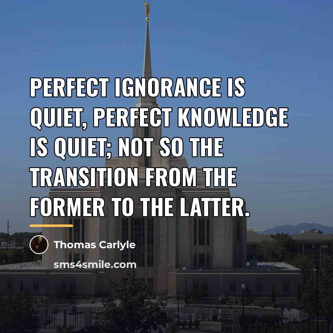 “Perfect ignorance is quiet, perfect knowledge is quiet; not so…” quote by Thomas Carlyle