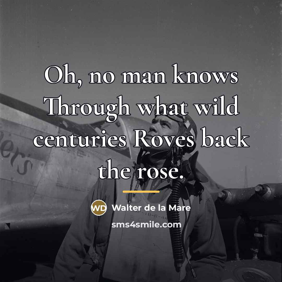 “Oh, no man knows Through what wild centuries Roves back…” quote by Walter de La Mare