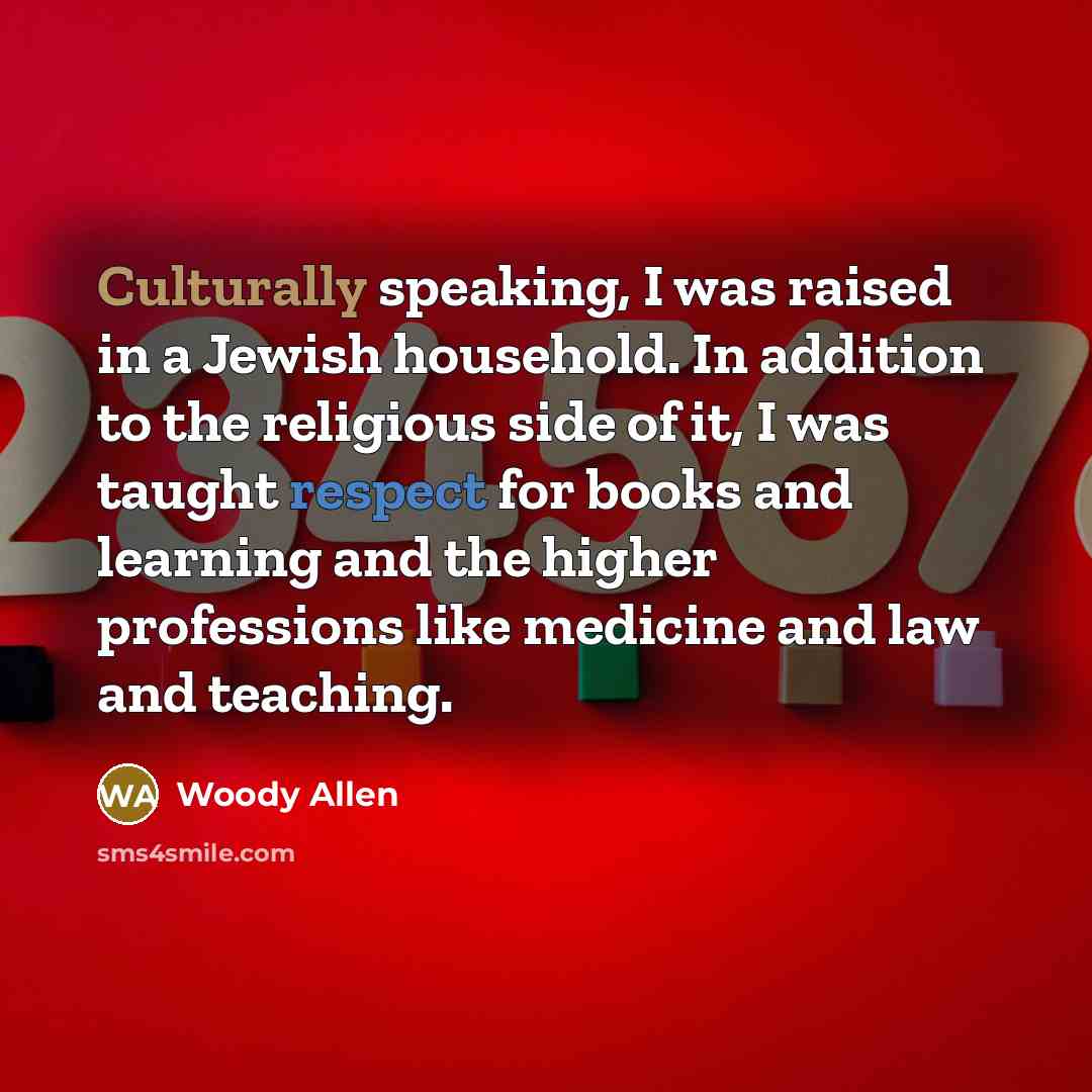 “Culturally speaking, I was raised in a Jewish household. In…” quote by Woody Allen