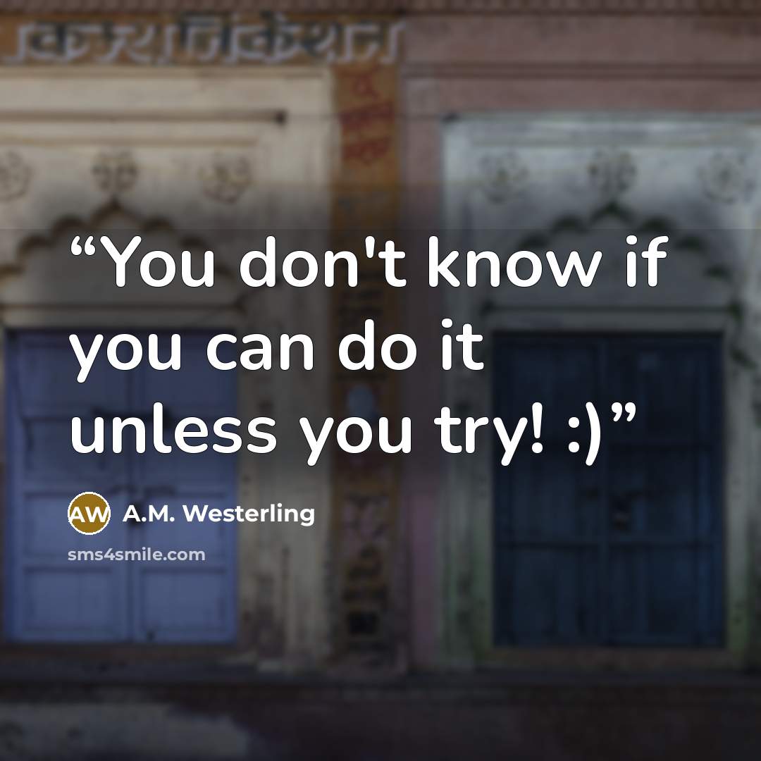 “You don't know if you can do it unless you try! :)” quote by A.M. Westerling