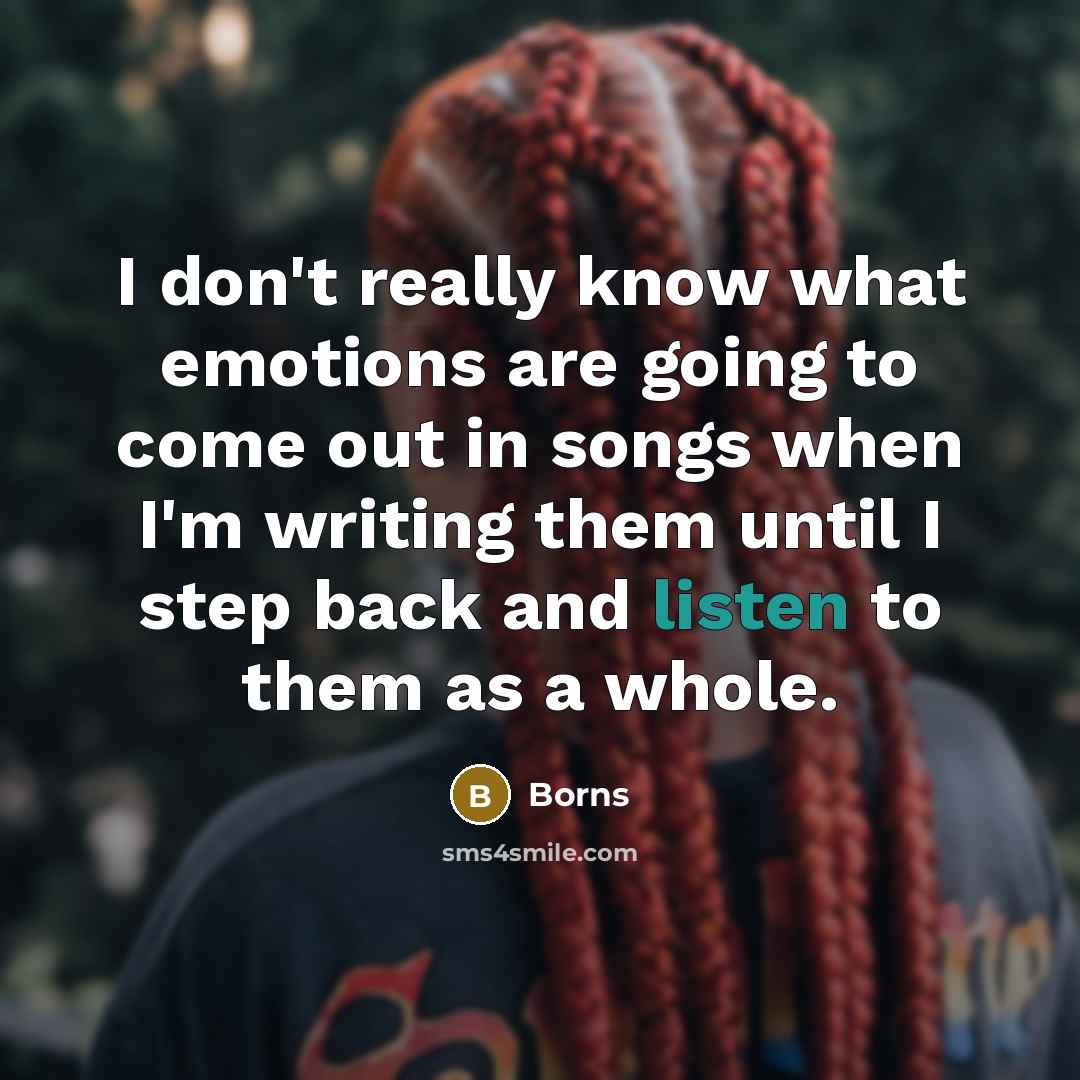 “I don't really know what emotions are going to come…” quote by Borns