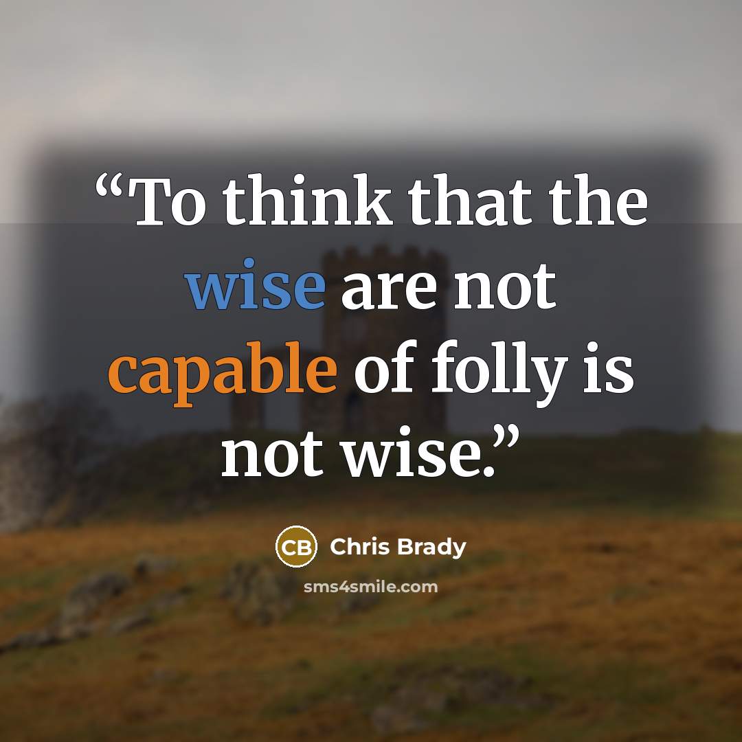 “To think that the wise are not capable of folly is not wise.” quote by Chris Brady