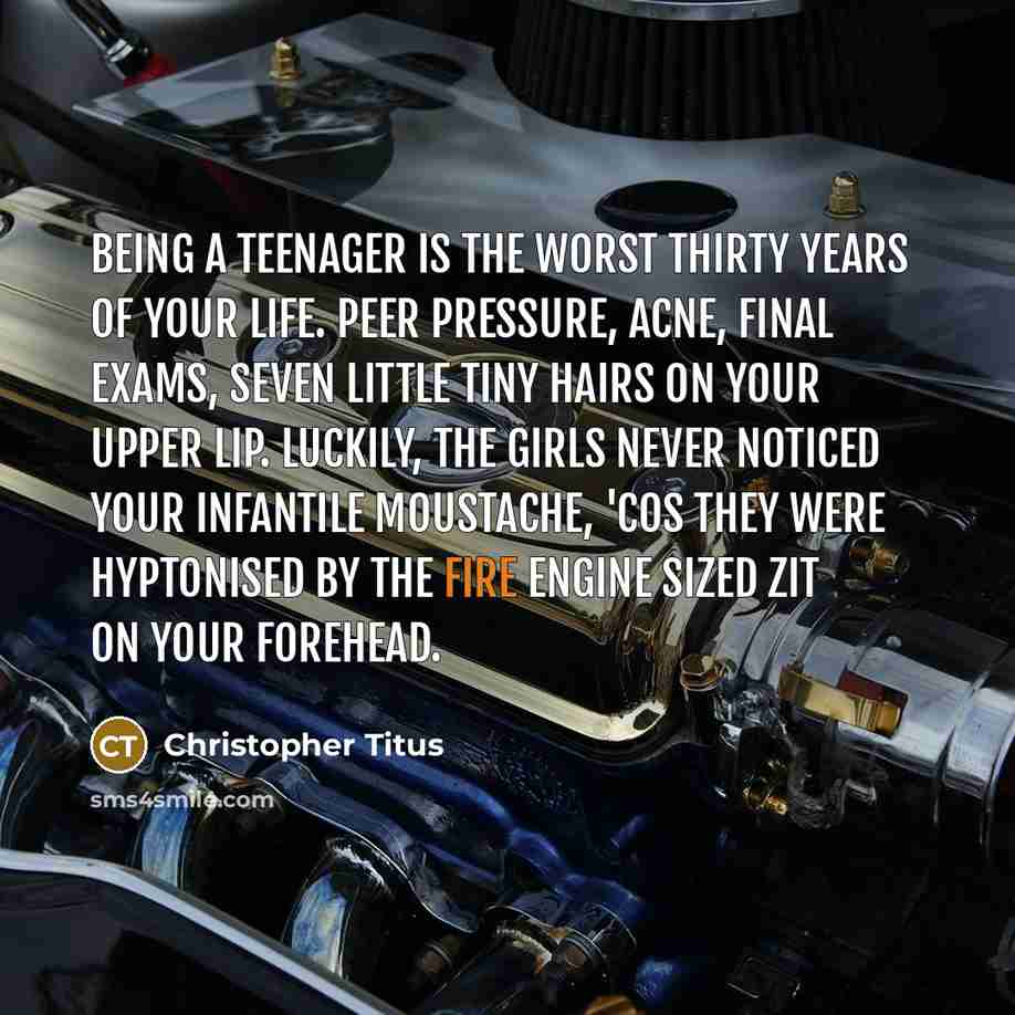 “Being a teenager is the worst thirty years of your…” quote by Christopher Titus