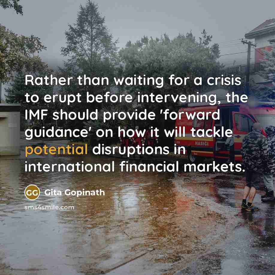 “Rather than waiting for a crisis to erupt before intervening,…” quote by Gita Gopinath