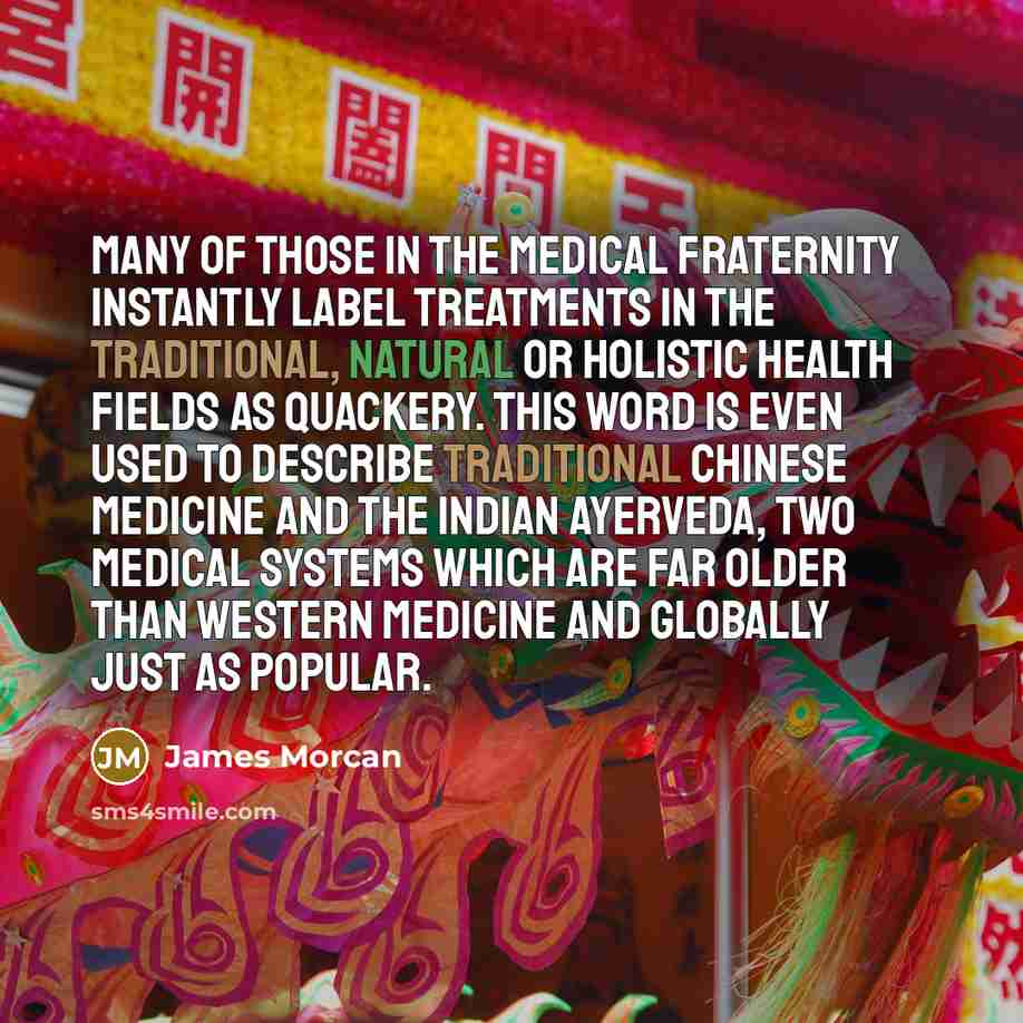 “Many of those in the medical fraternity instantly label treatments…” quote by James Morcan